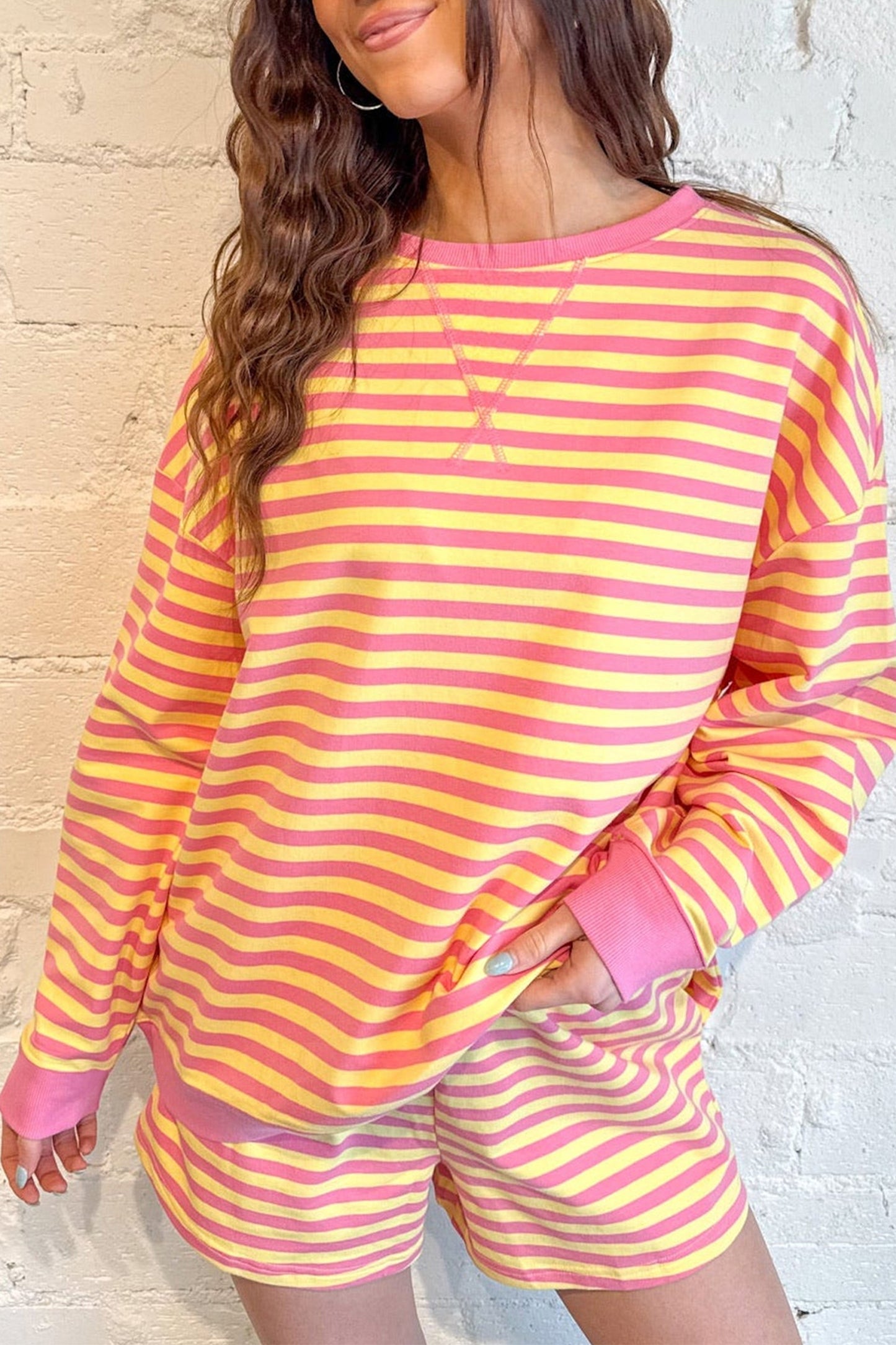 Striped Casual Shorts Set