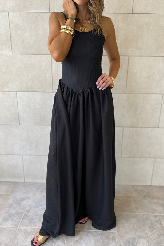 Black Drop Waist Maxi Dress
