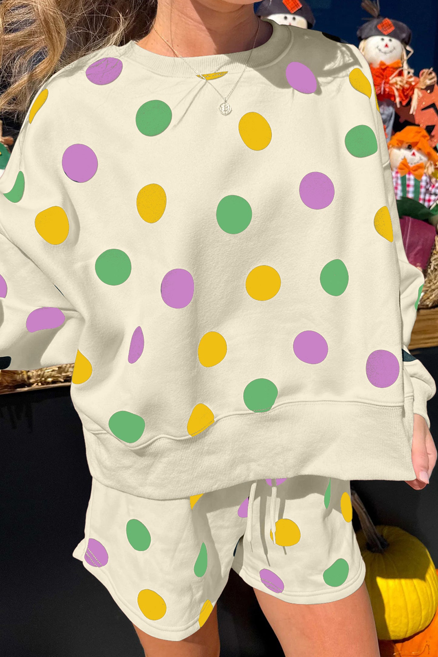 Mardi Gras Polka Dot Shorts Set