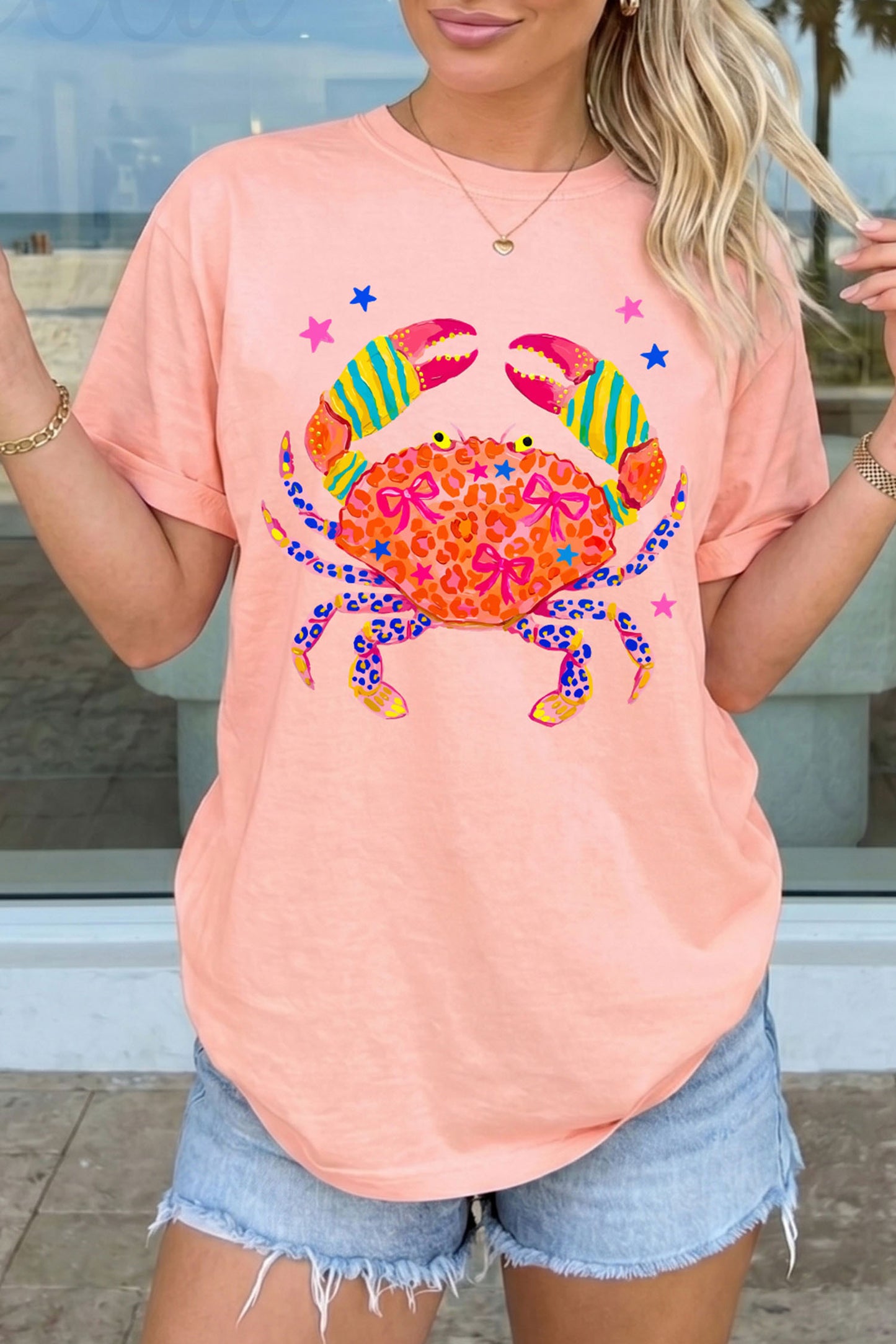 Pink Crab Print Tee