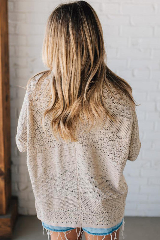 Mix Pattern Open Front Cardigan