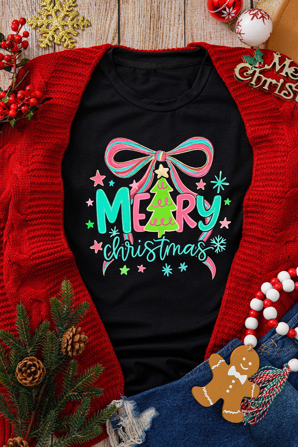 Black MERRY Christmas Vibrant T Shirt