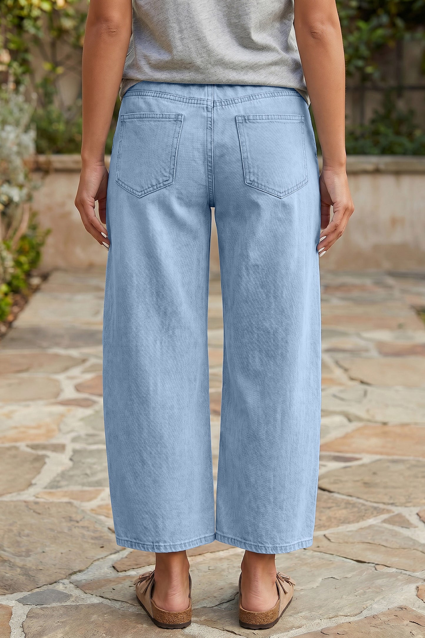 Patch Pocket Ankle-length Barrel Jeans