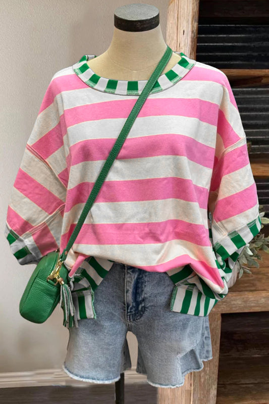 Contrast Stripe Oversized Top