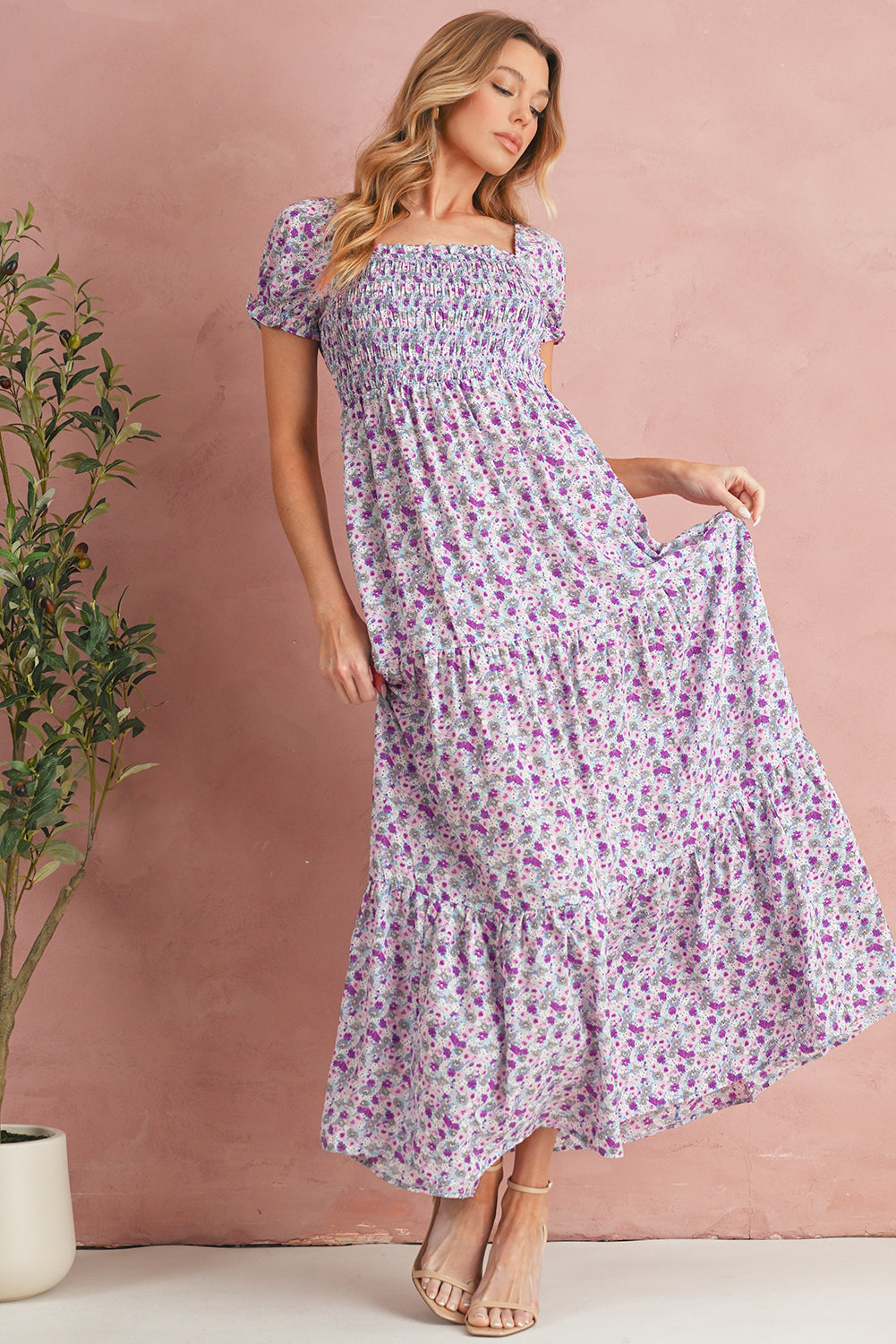 Floral High Waist Maxi Dress