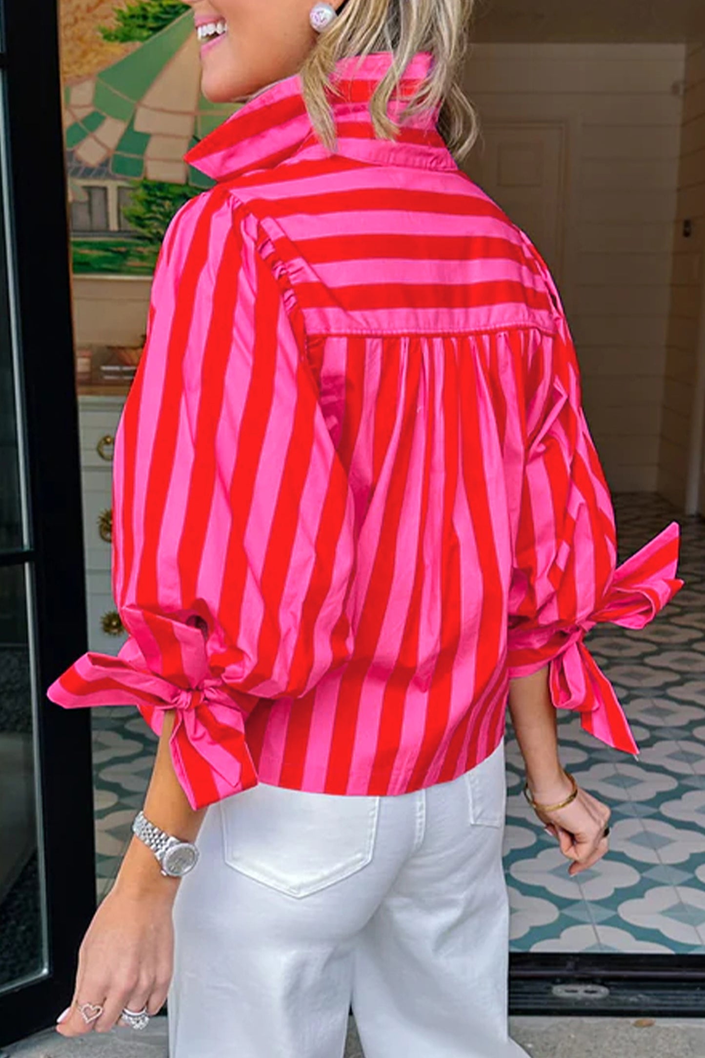 Stripe Puff Sleeve Shirt