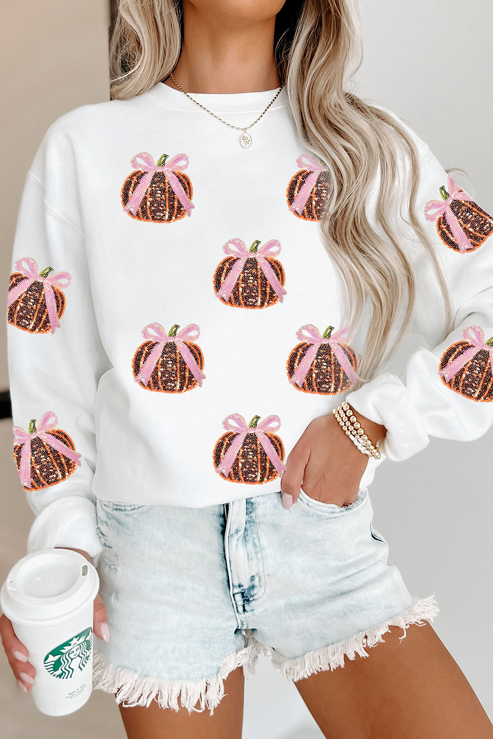 Sequin Bow Pumpkin Sweatshirt