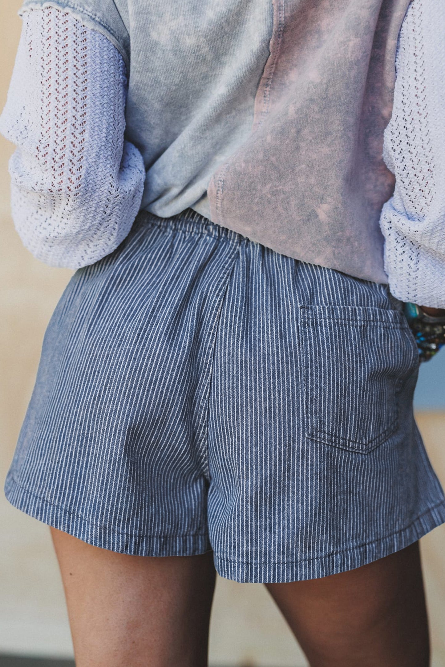 Striped Drawstring Beach Shorts