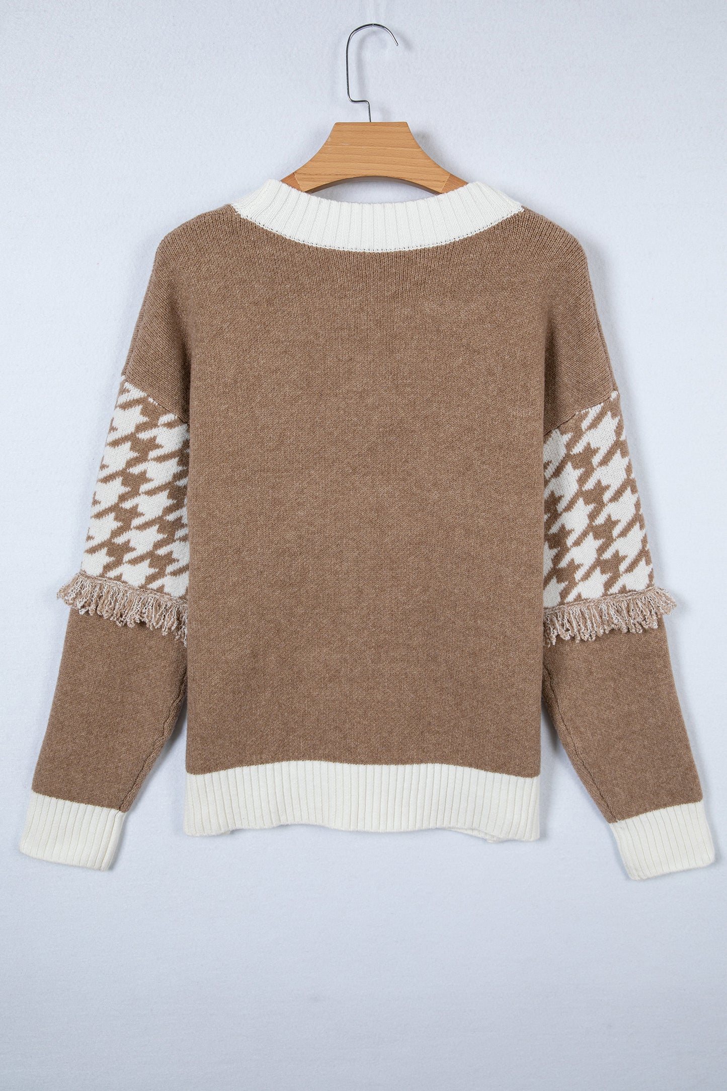 Khaki Houndstooth Cardigan