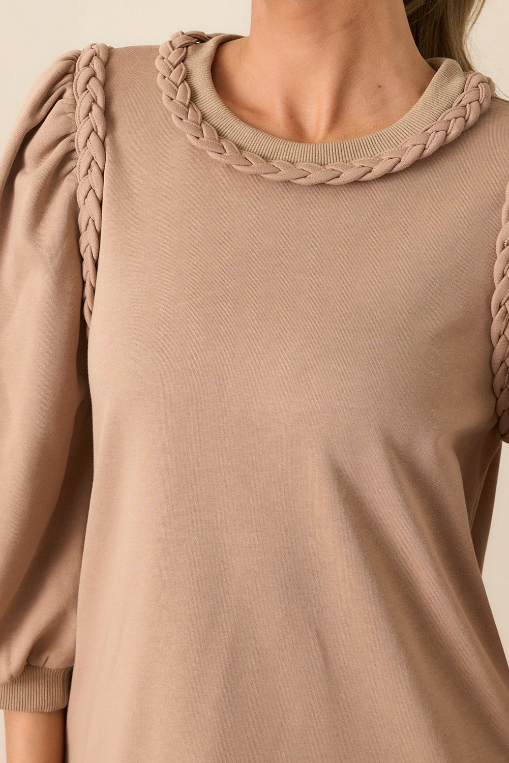 Braided Embellished Puff Sleeve Dress