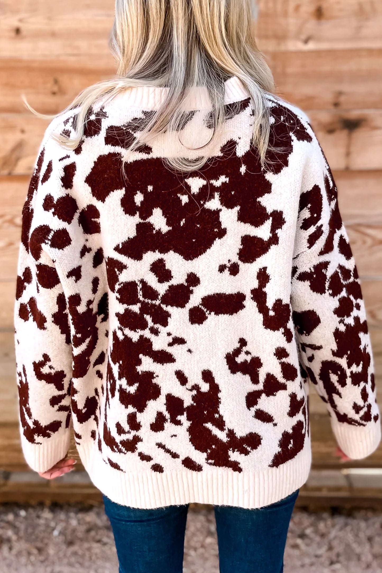 Western Print Cow Sweater