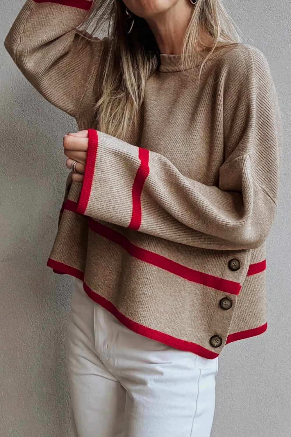 Button Side Loose Sweater