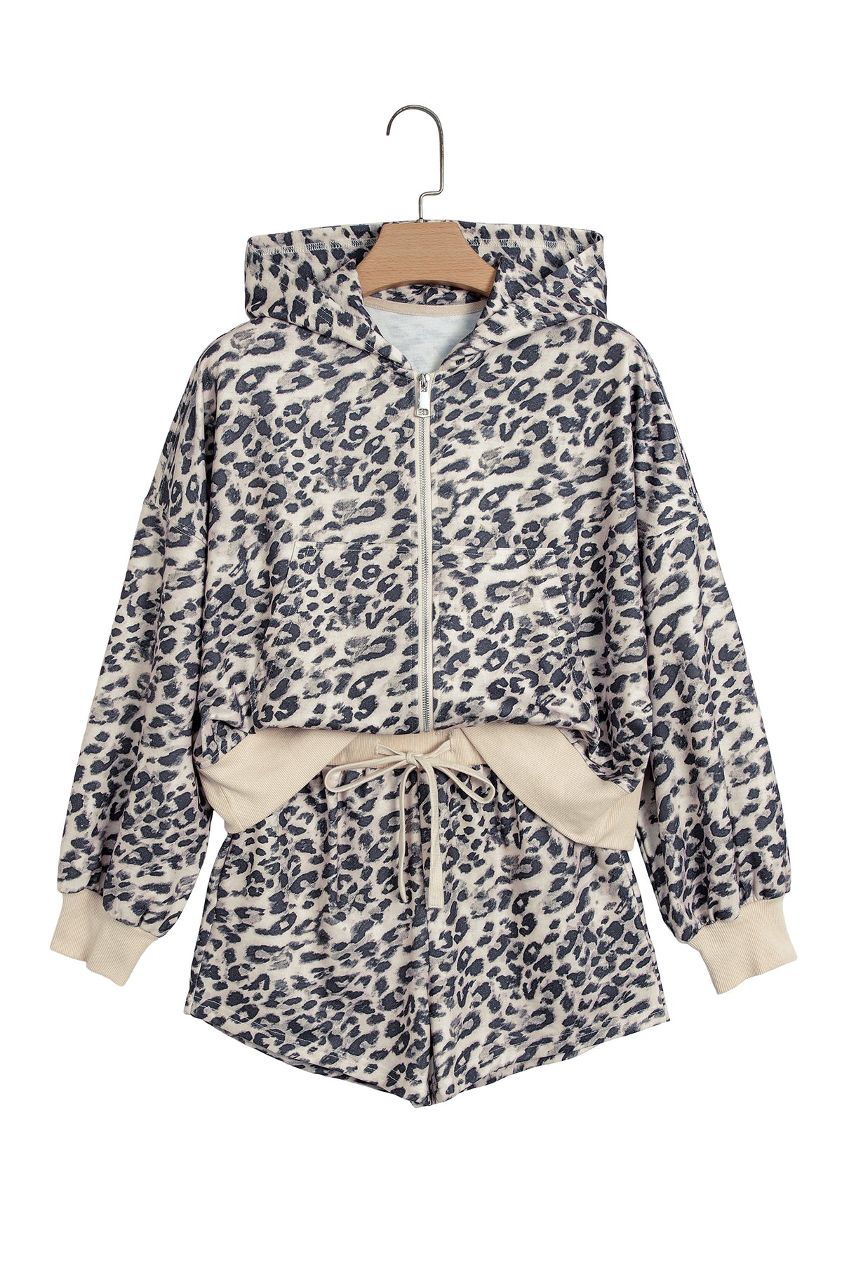 Leopard Zip-Up Hoodie & Short Set