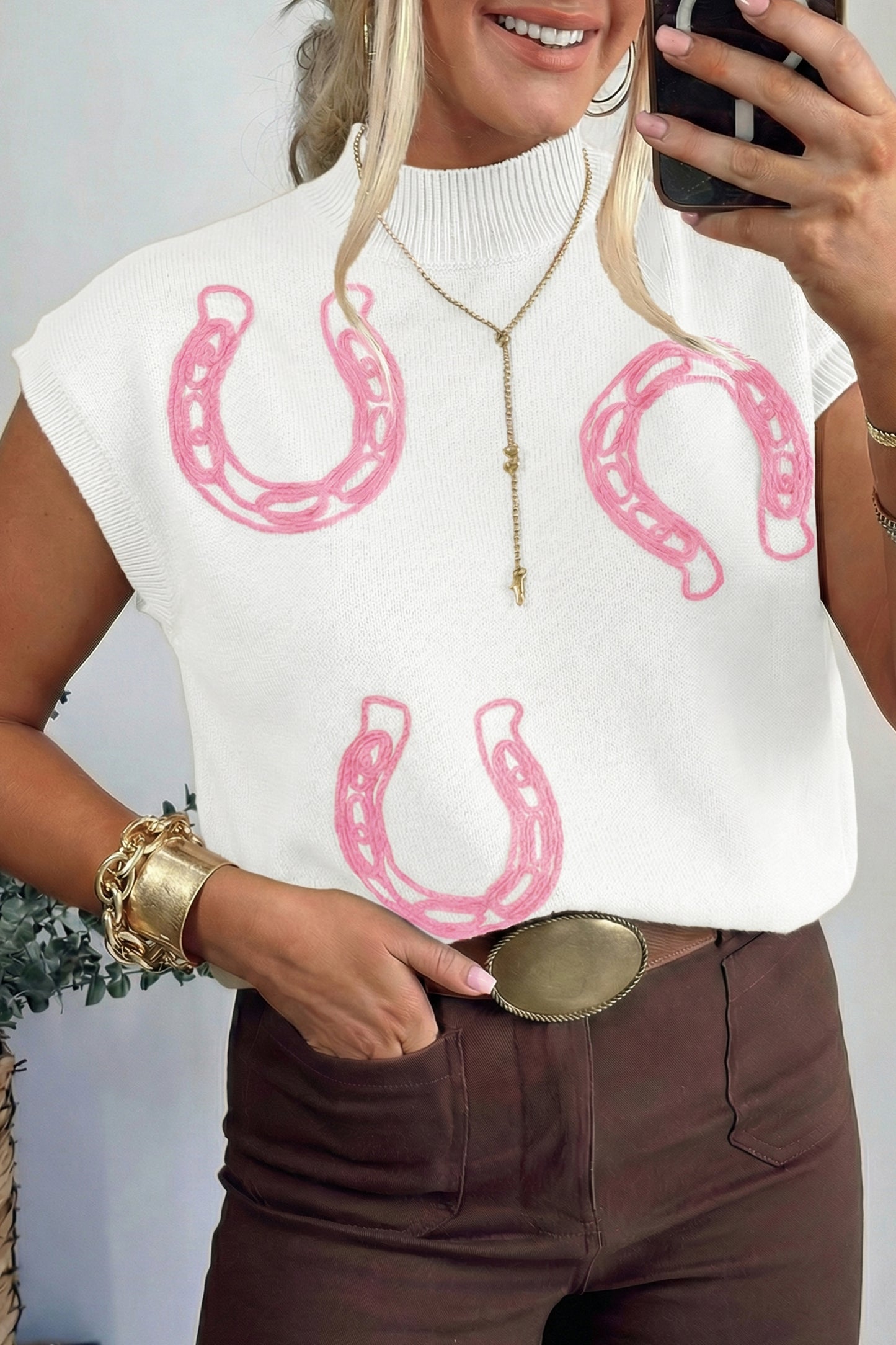 Horseshoes Mock Neck Sweater