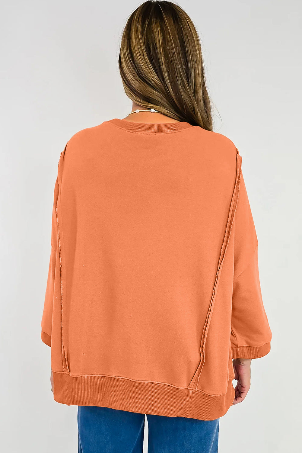 Orange Floral Bow Patch Sweatshirt