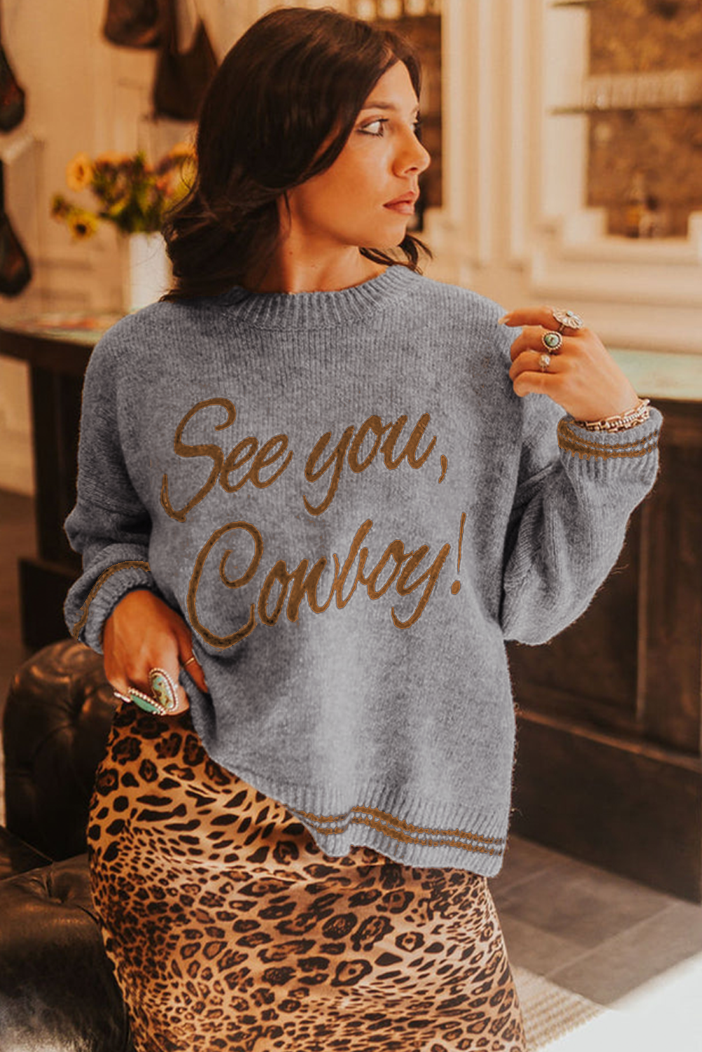 See You Cowboy Embroidered Sweater