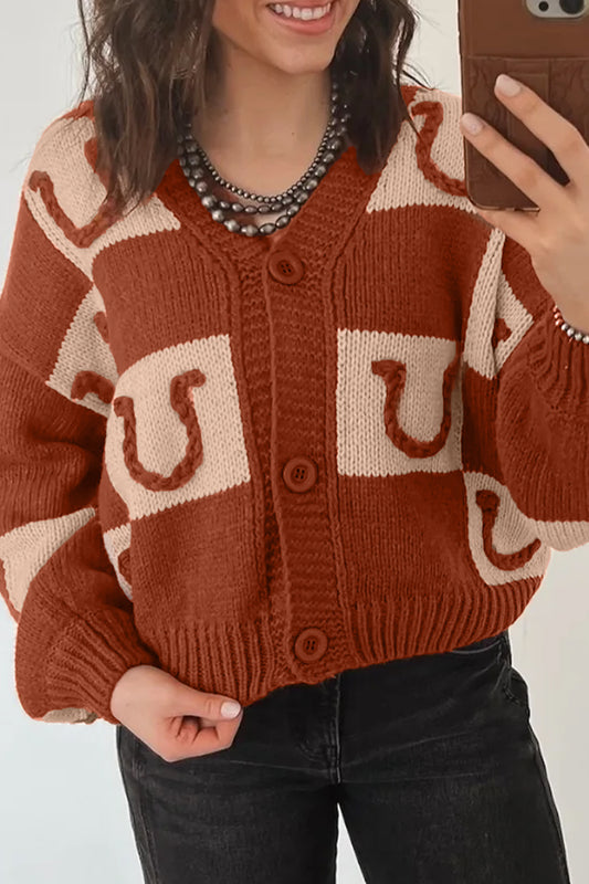 Brown Horseshoe Cardigan Sweater