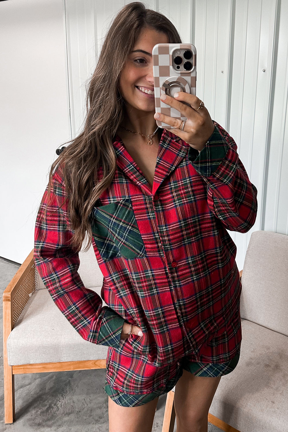 Red Plaid Christmas Pajama Set