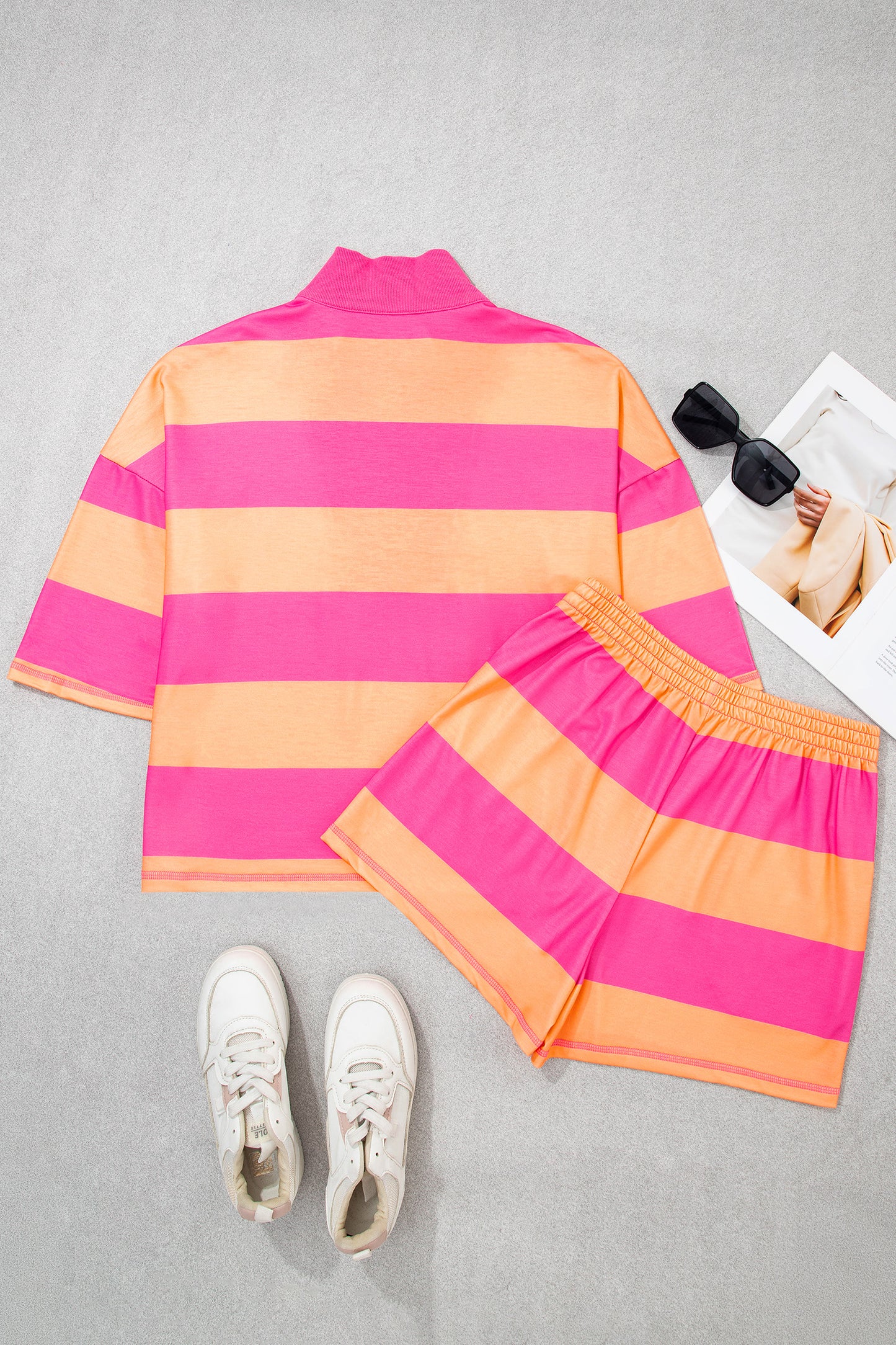 Half Zip Tee Two-Piece Set