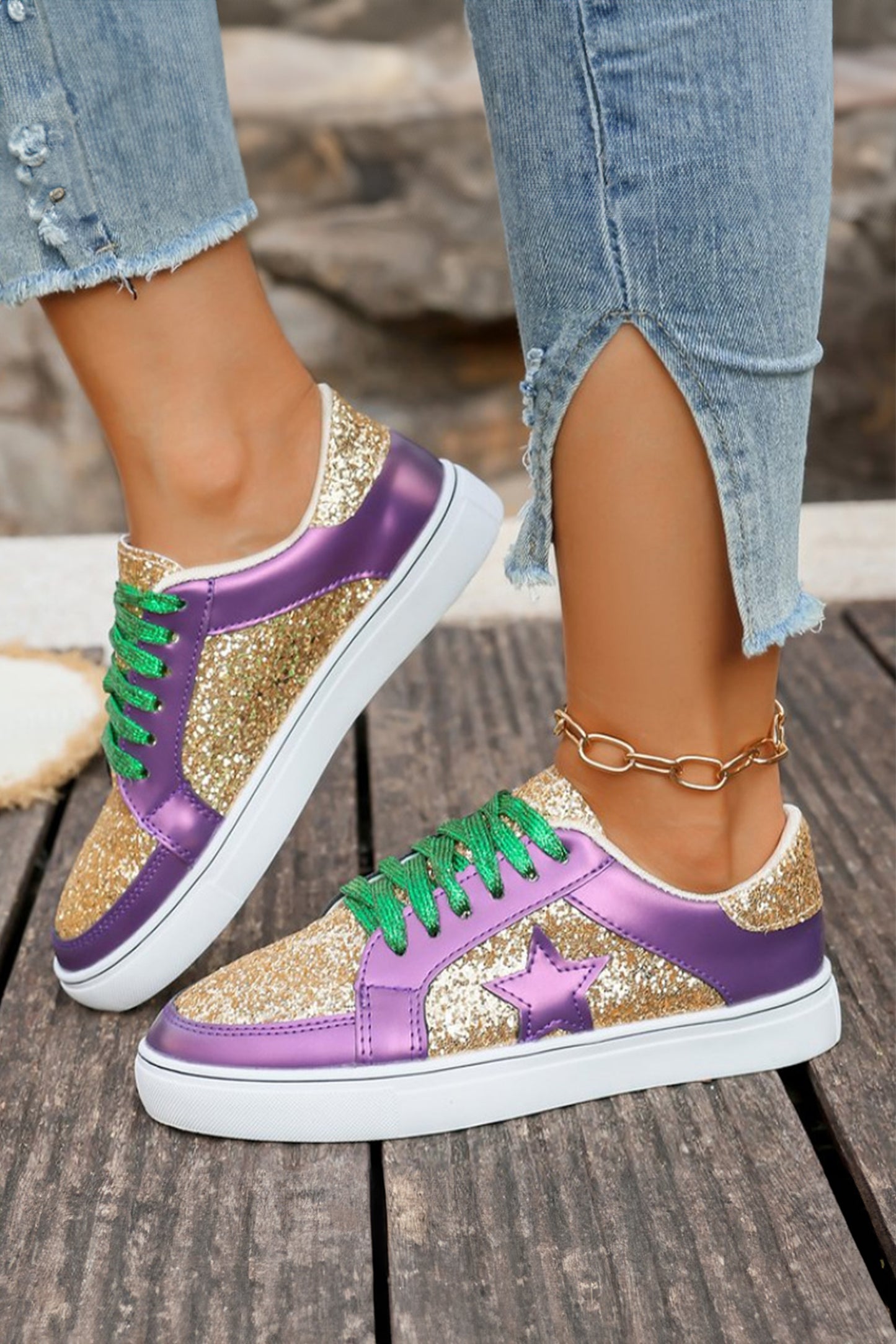 Glitter Mardi Gras Sneakers