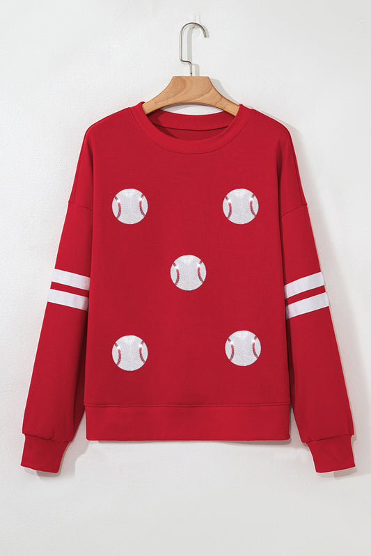 Red Glitter Baseball  Sweatshirt
