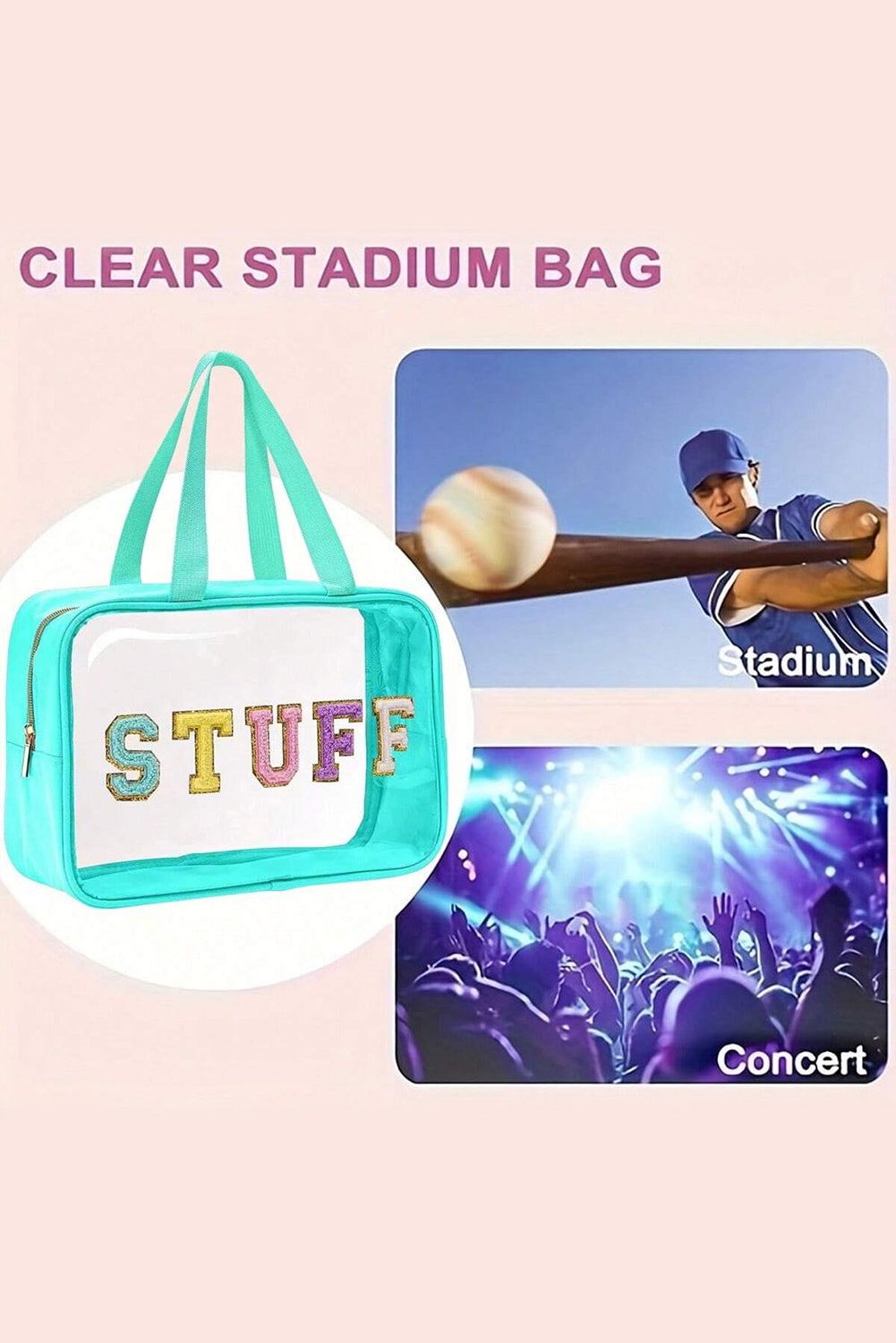 STUFF Chenille Patch Clear Makeup Bag