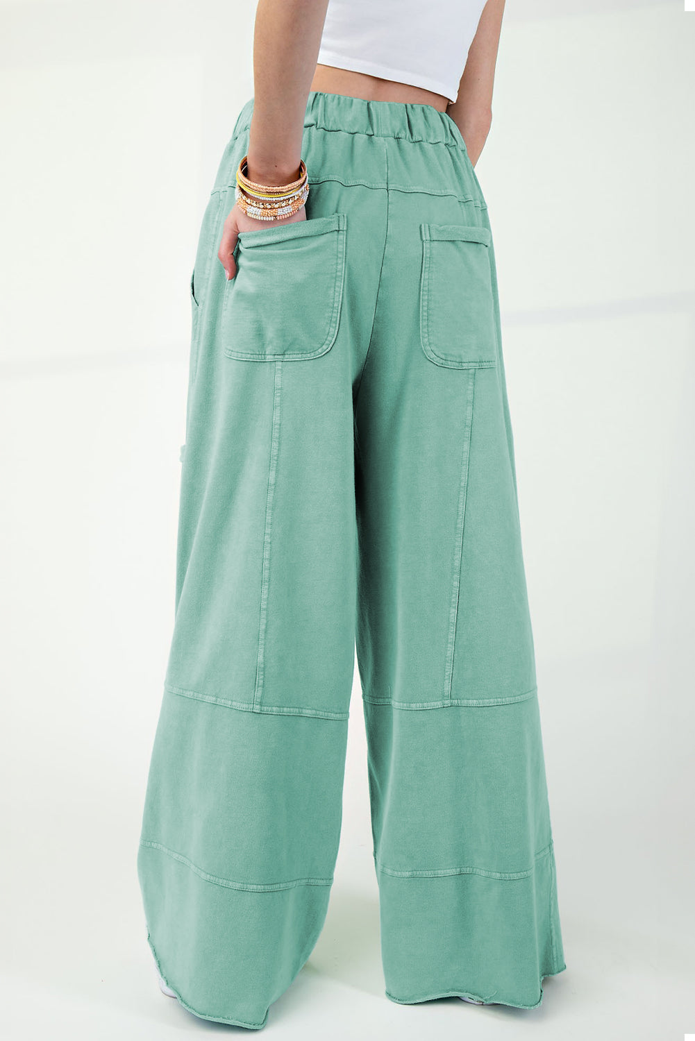 Mineral Wash Wide Leg Cargo Pants