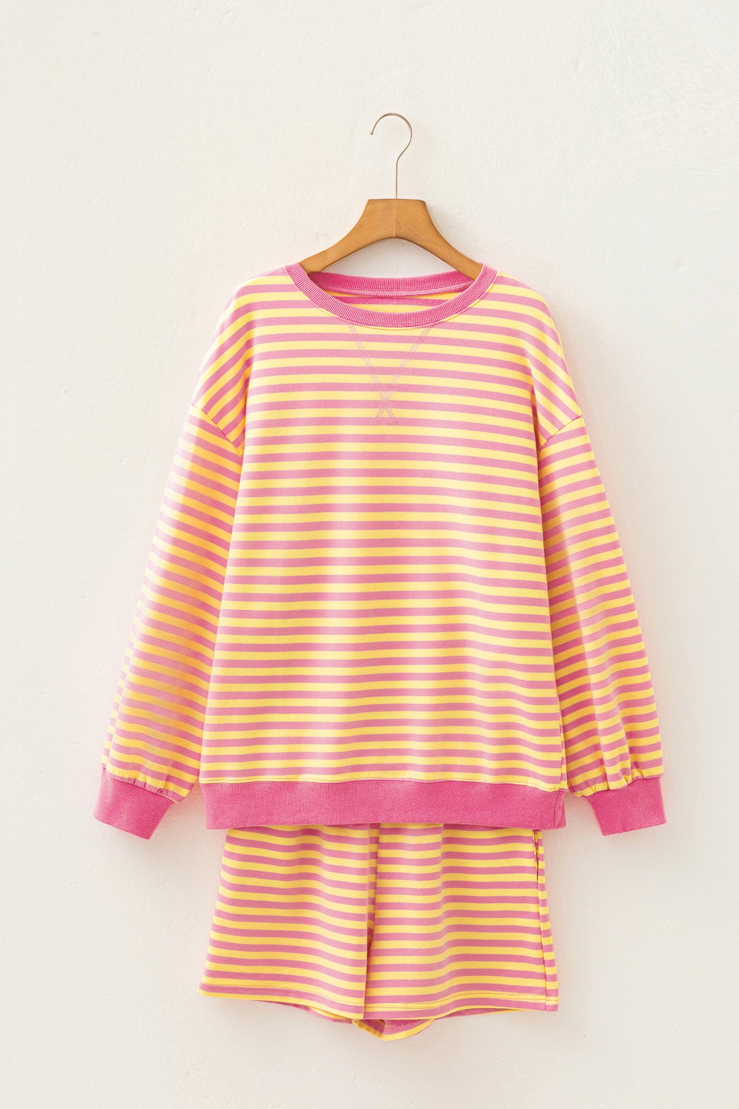 Striped Casual Shorts Set