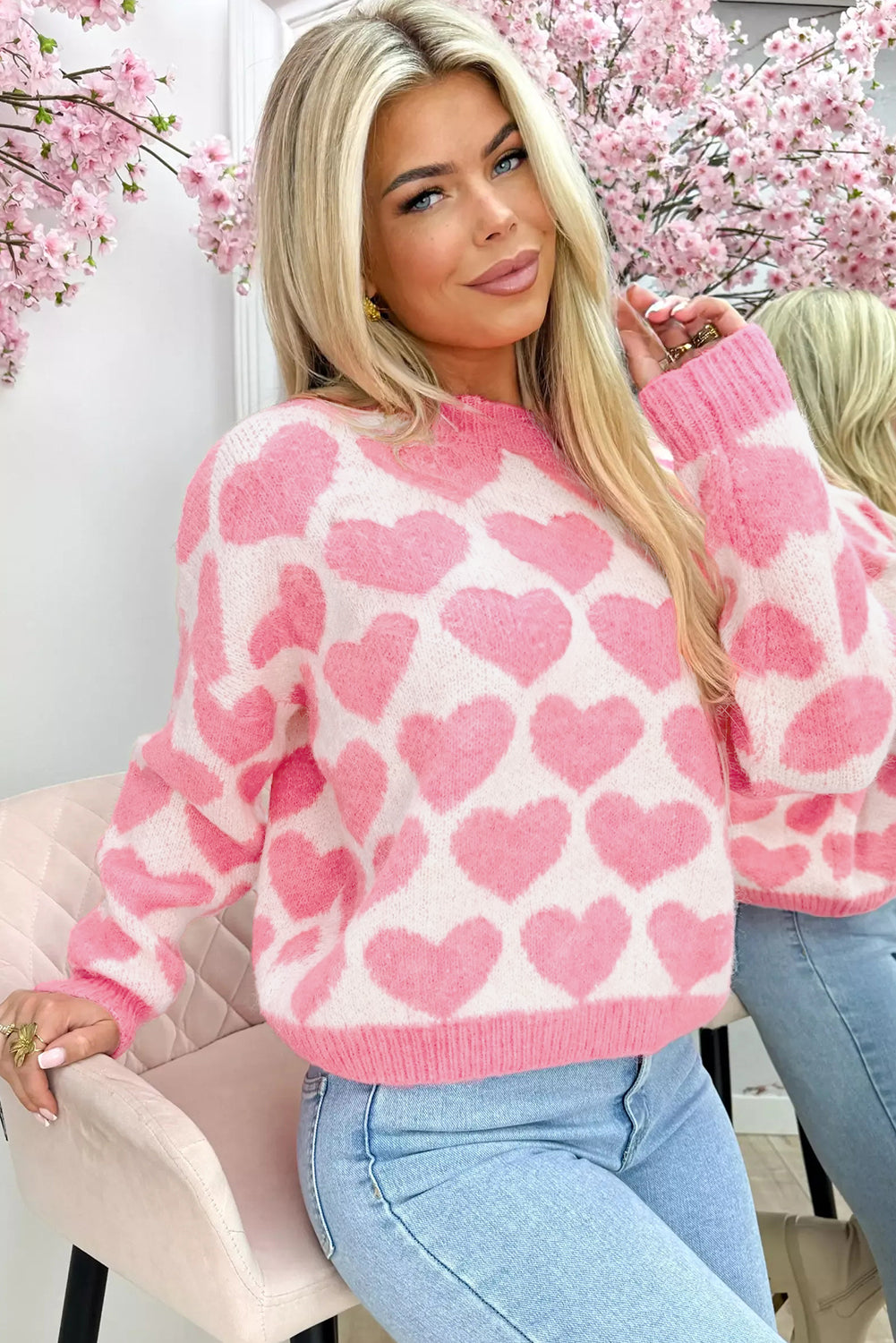 Pink Heart Valentine Knit Sweater