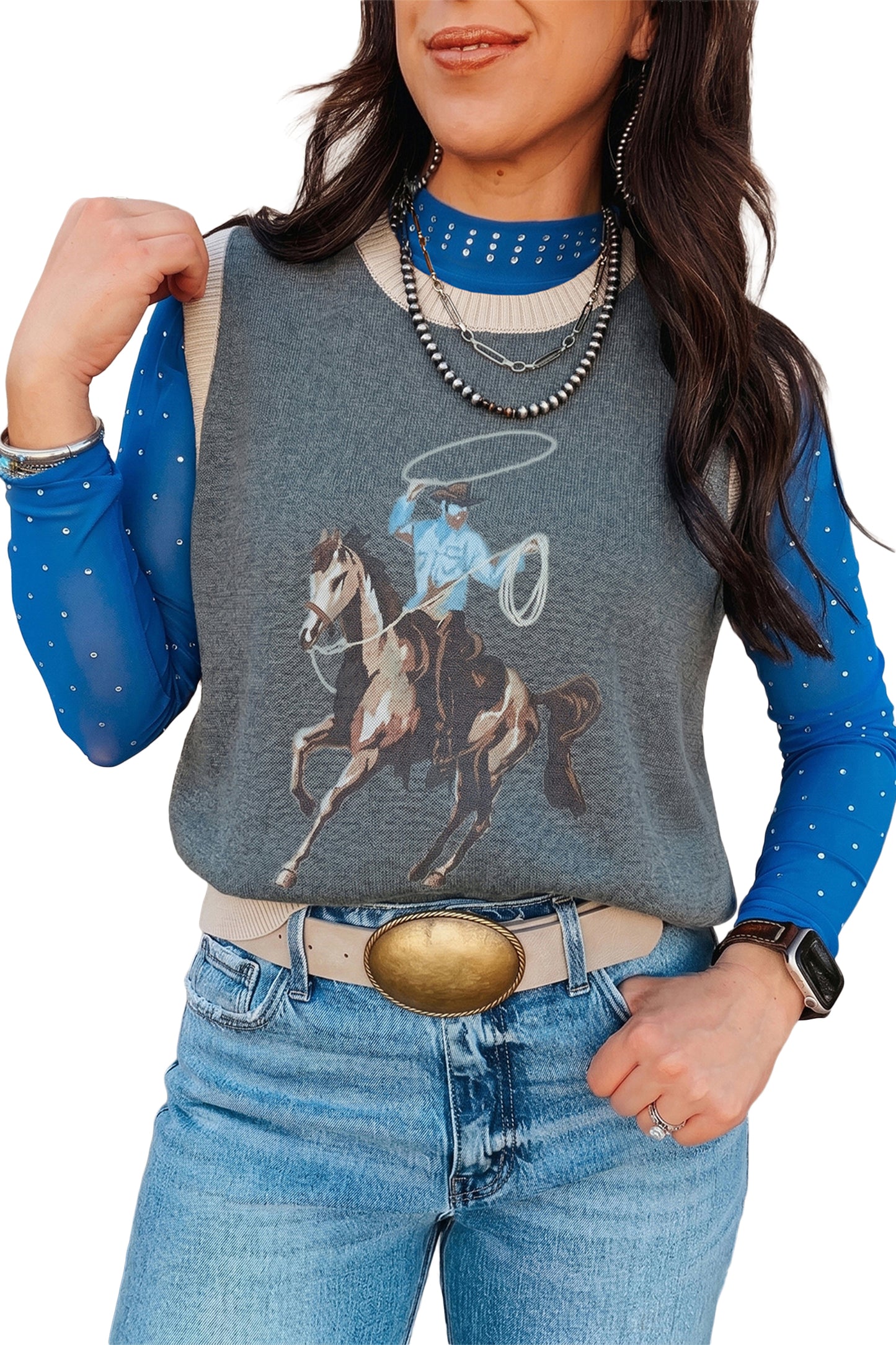 Western Sleeveless Sweater