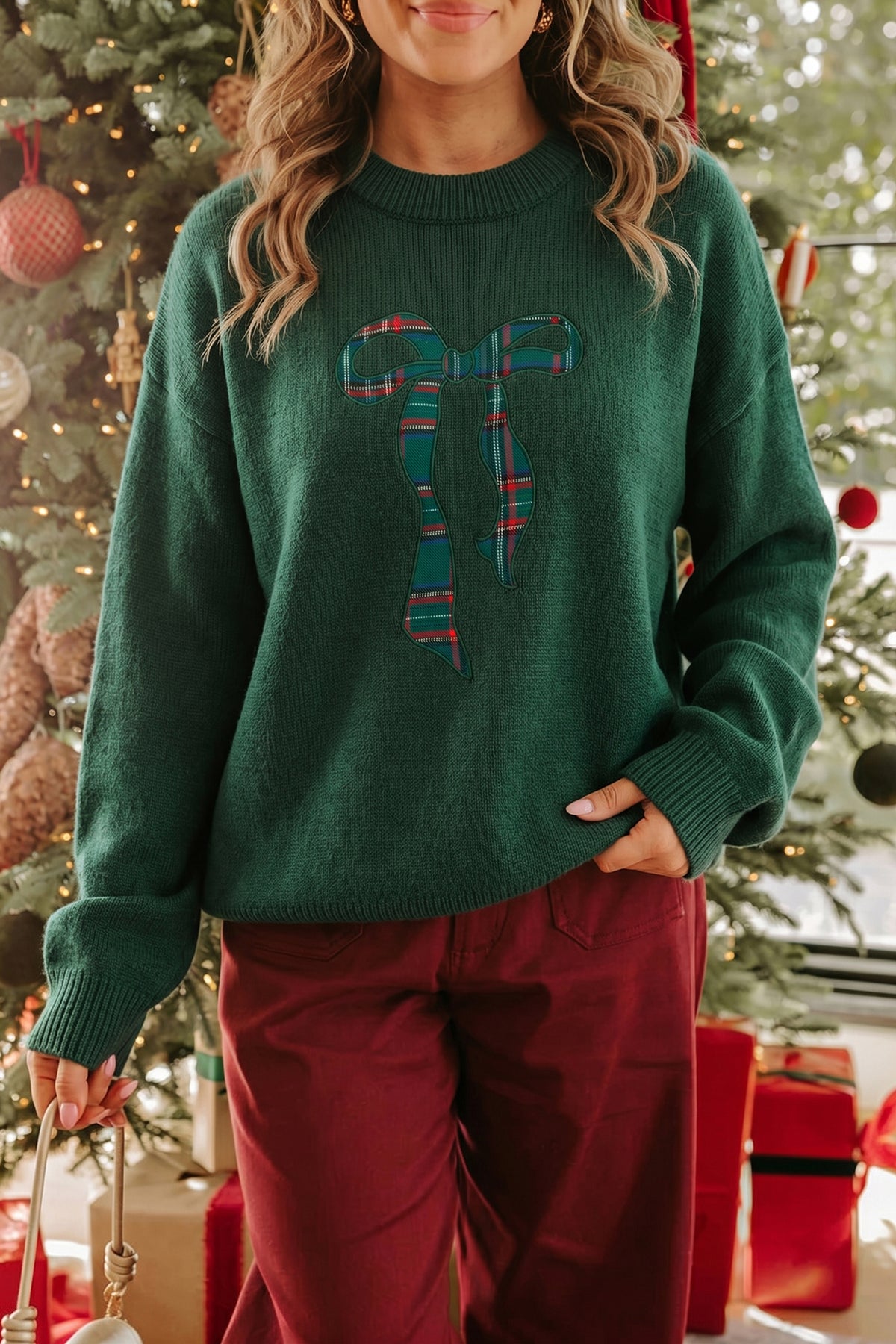Bow Detail Christmas Sweater