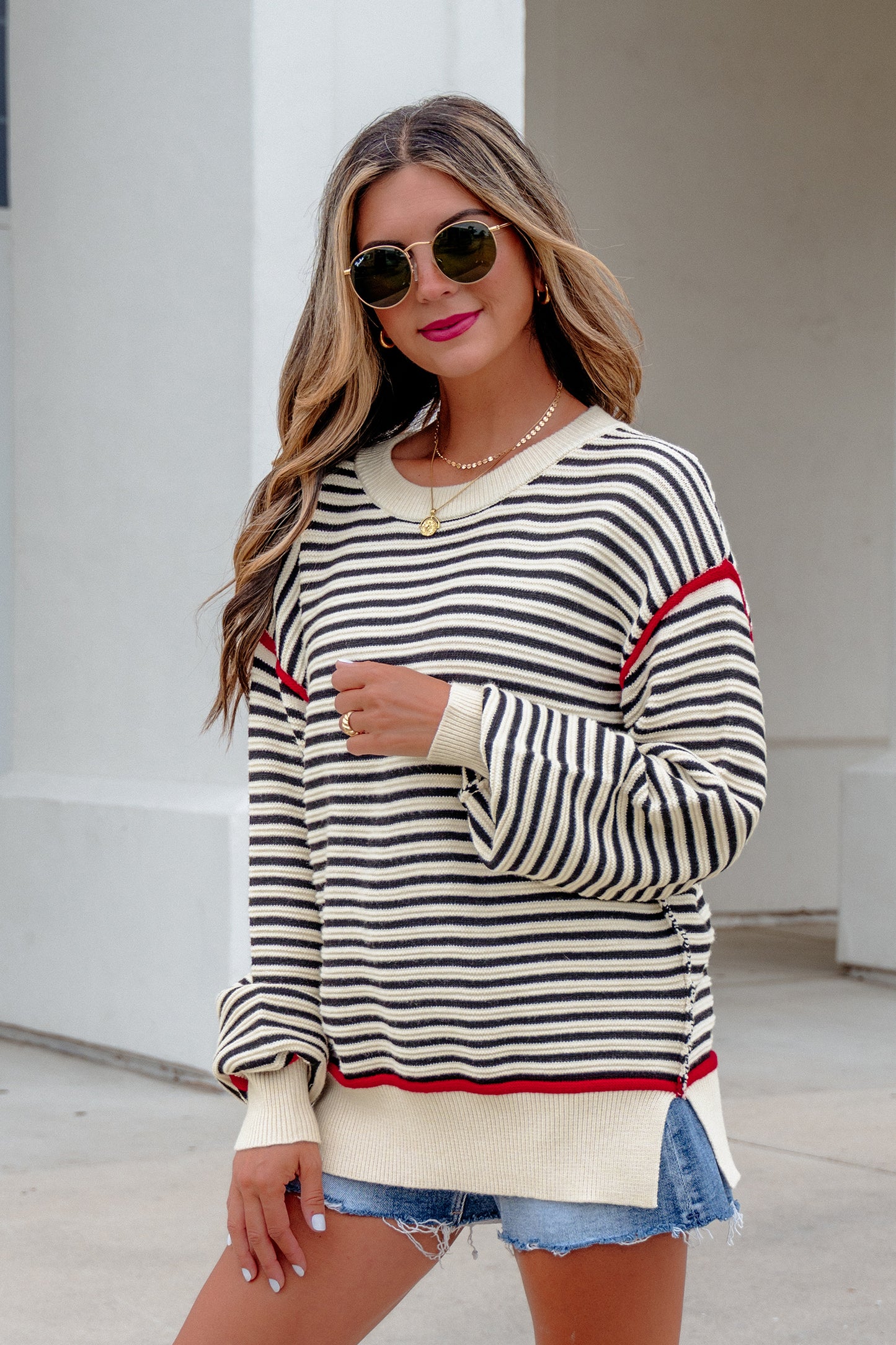 Black Stripe Oversized Sweater
