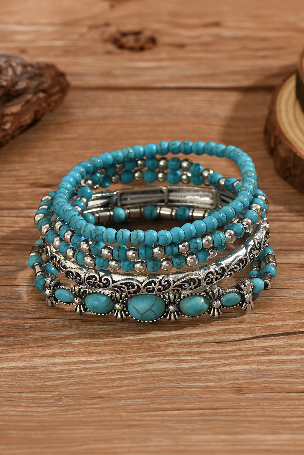 Boho Turquoise Beaded Bracelet Set