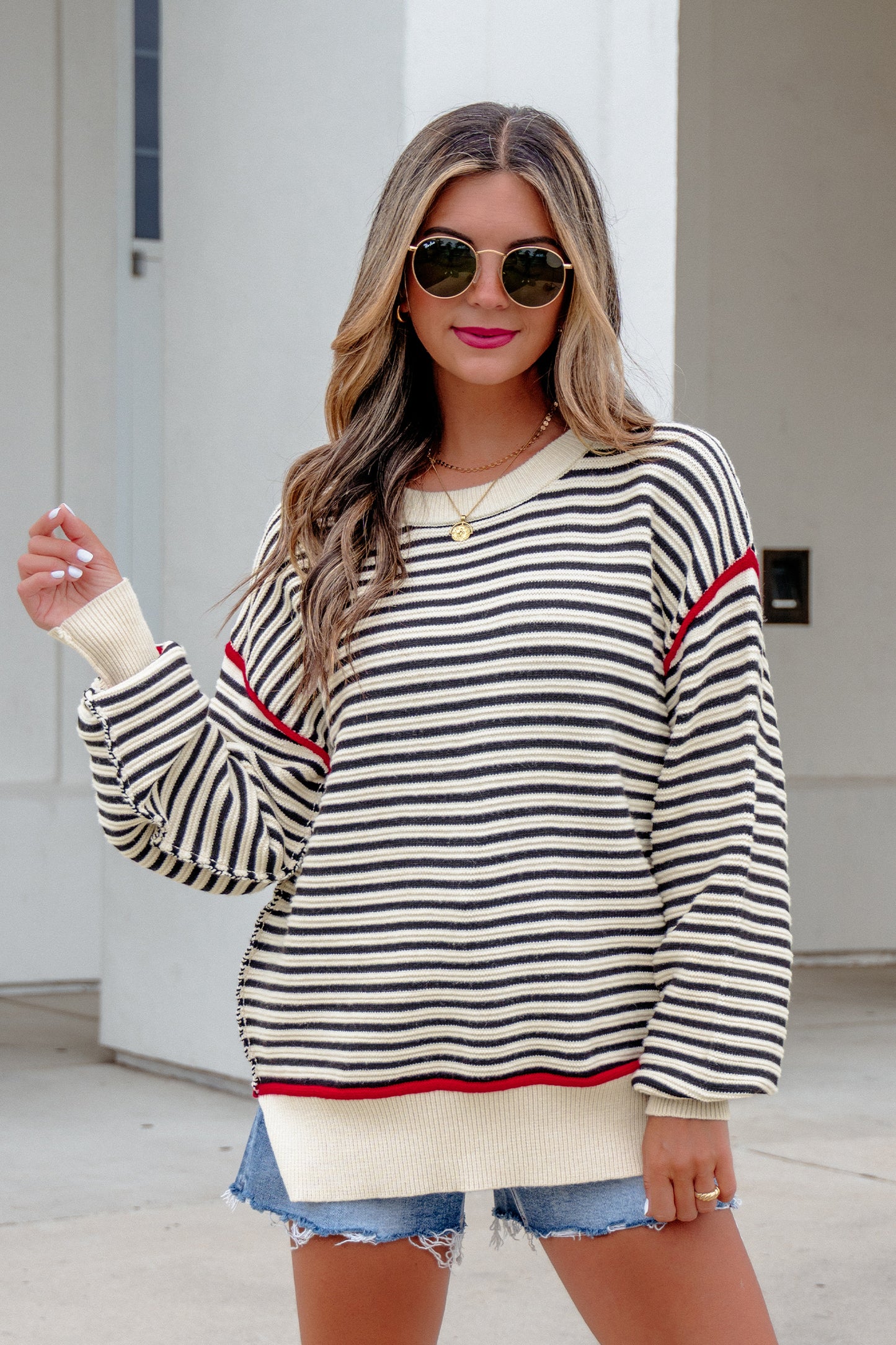 Black Stripe Oversized Sweater