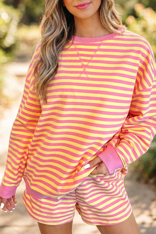 Striped Casual Shorts Set