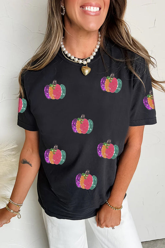 Sequined Pumpkin  T Shirt