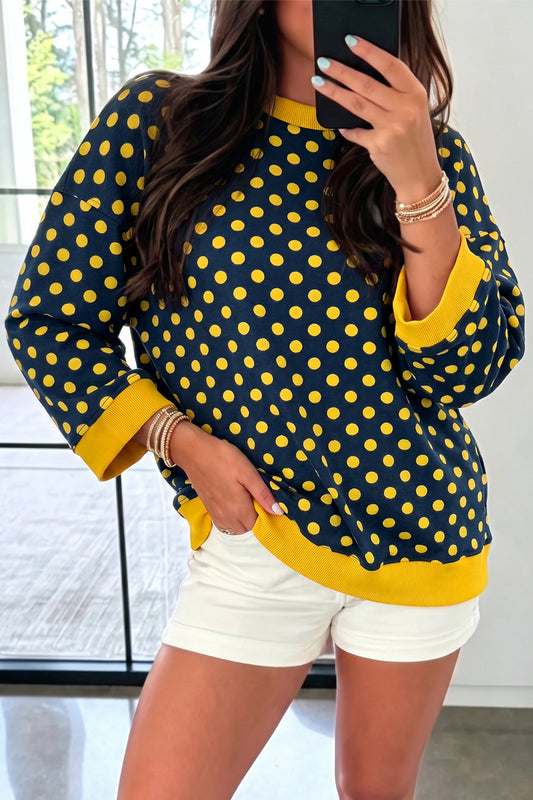 Blue & Gold Polka Dot Top