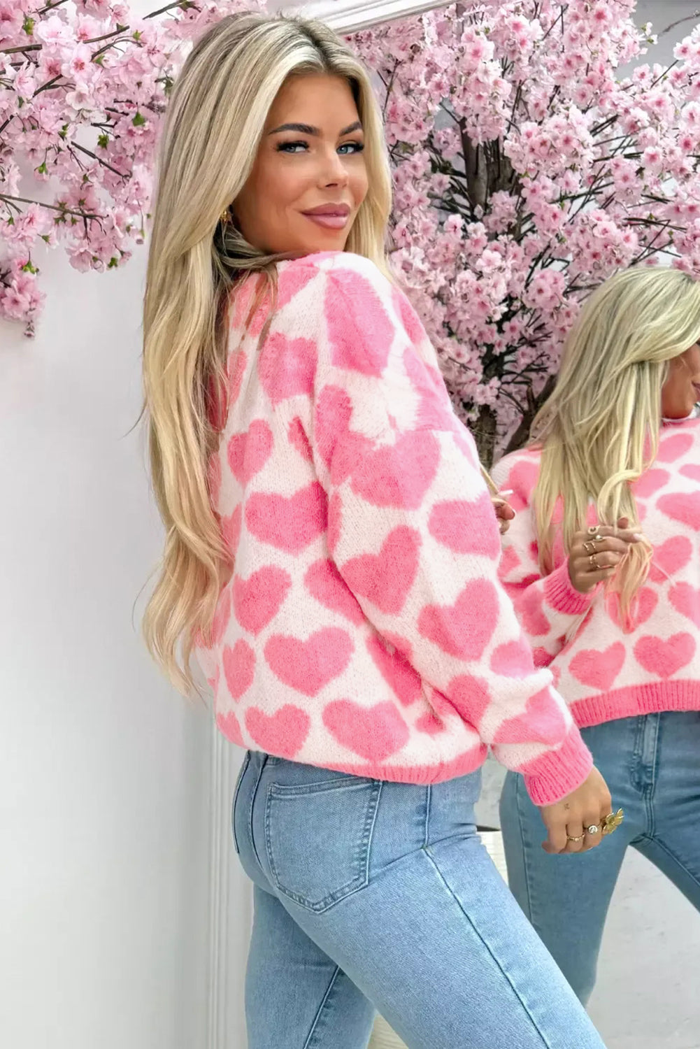 Pink Heart Valentine Knit Sweater
