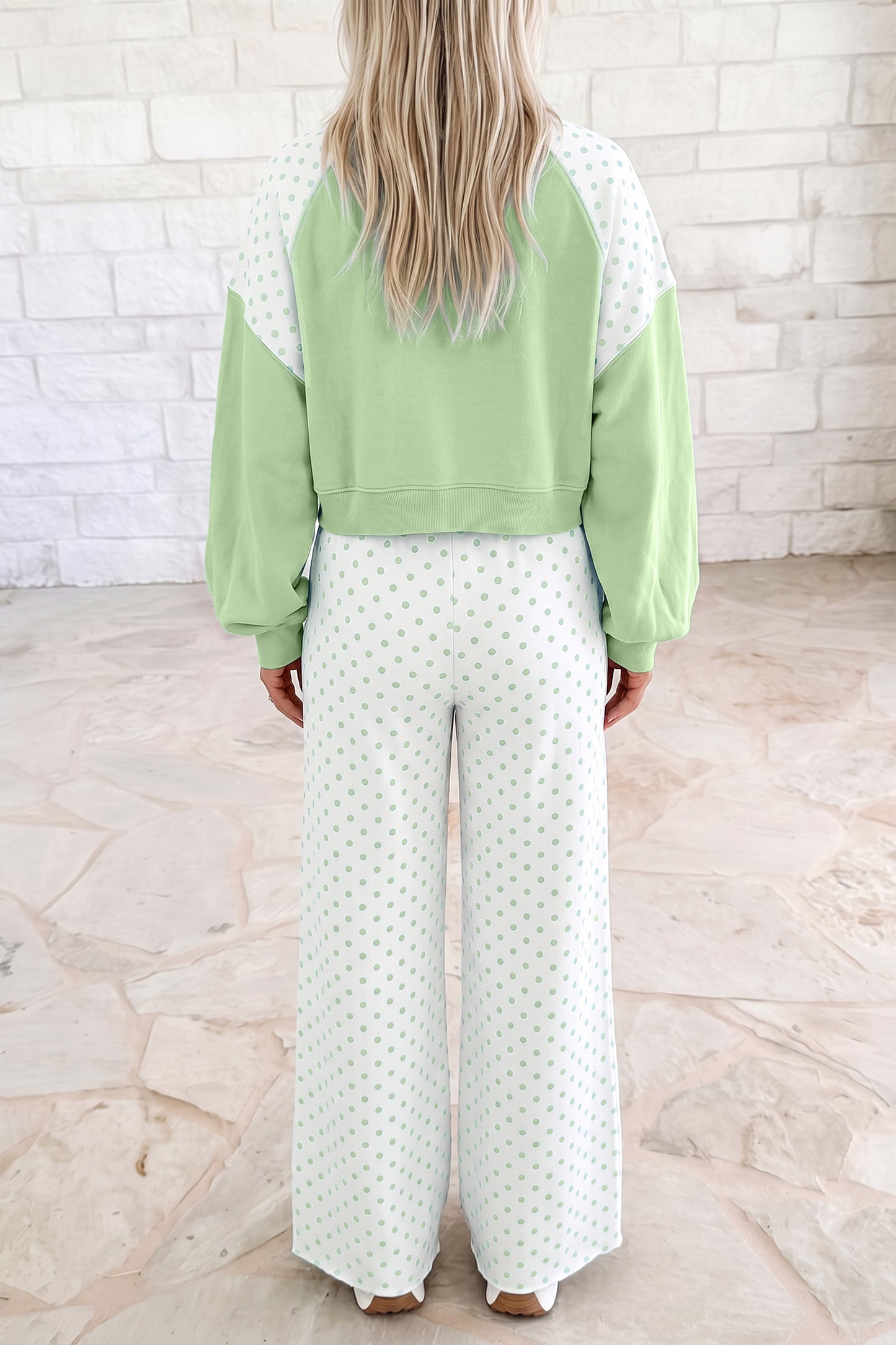 Polka Dot Patchwork Pants Set