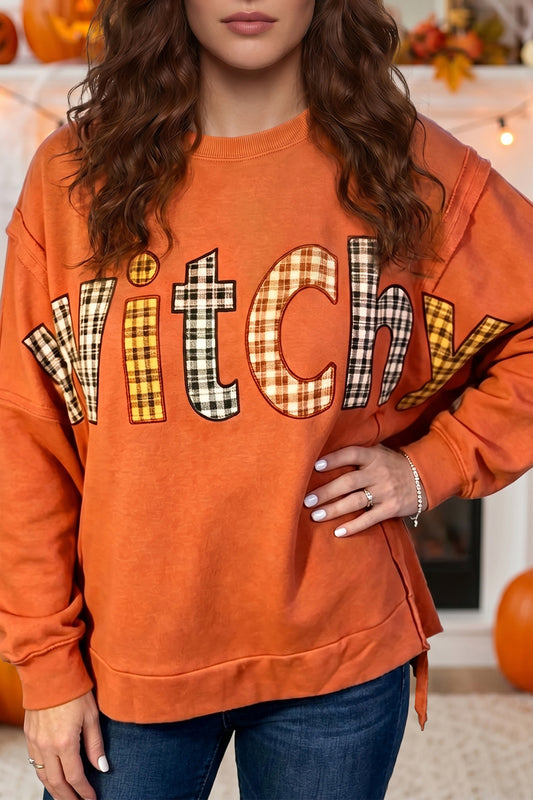 Witchy Plaid Patch Sweatshirt