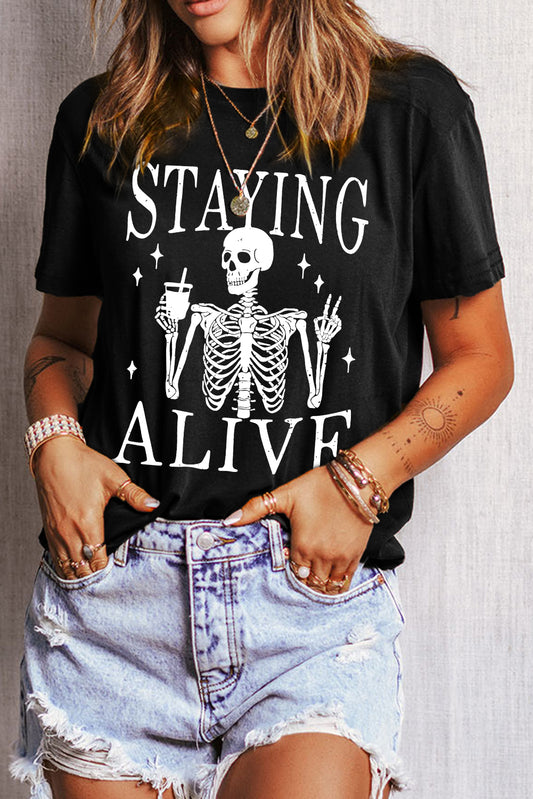 STAYING ALIVE Skeleton Tee