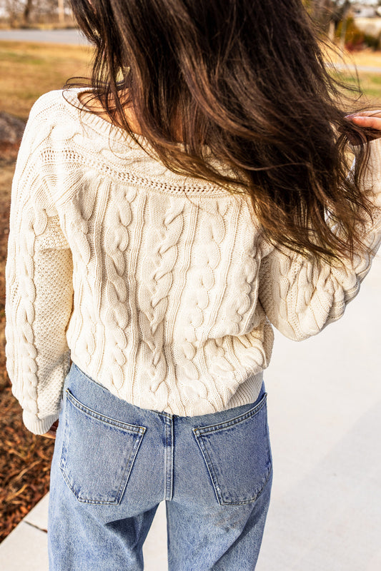 Beige Cable Knit Sweater