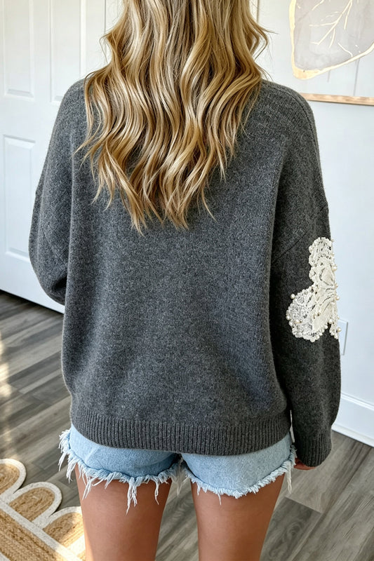 Beaded Floral Sweater