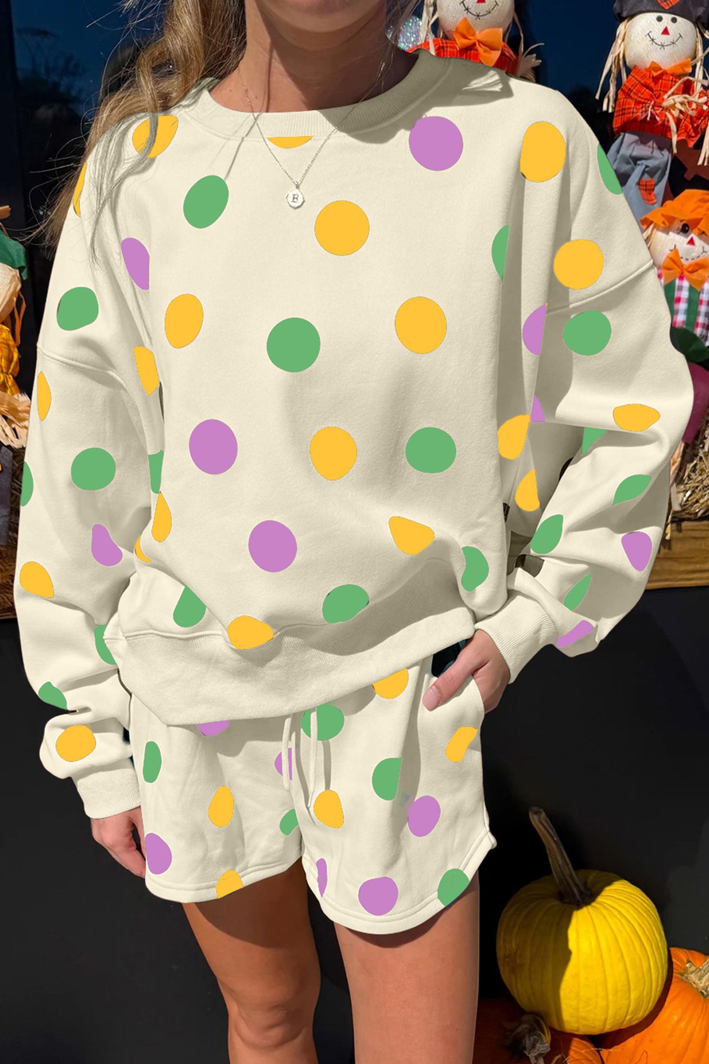 Mardi Gras Polka Dot Shorts Set