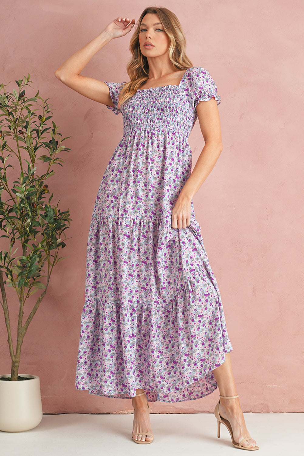 Floral High Waist Maxi Dress