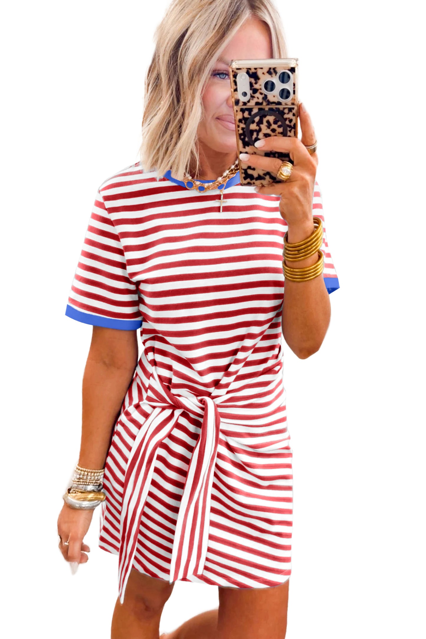 Stripe Tie Waist T Shirt Dress