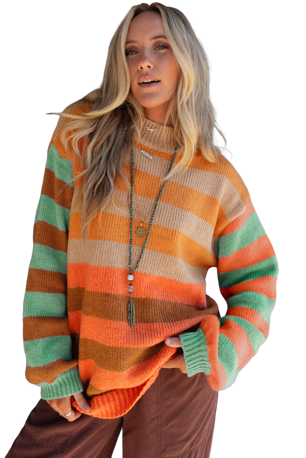 Orange Striped Cozy Sweater
