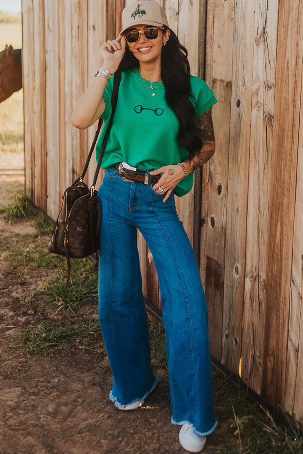 Green Horse Bit Sweater