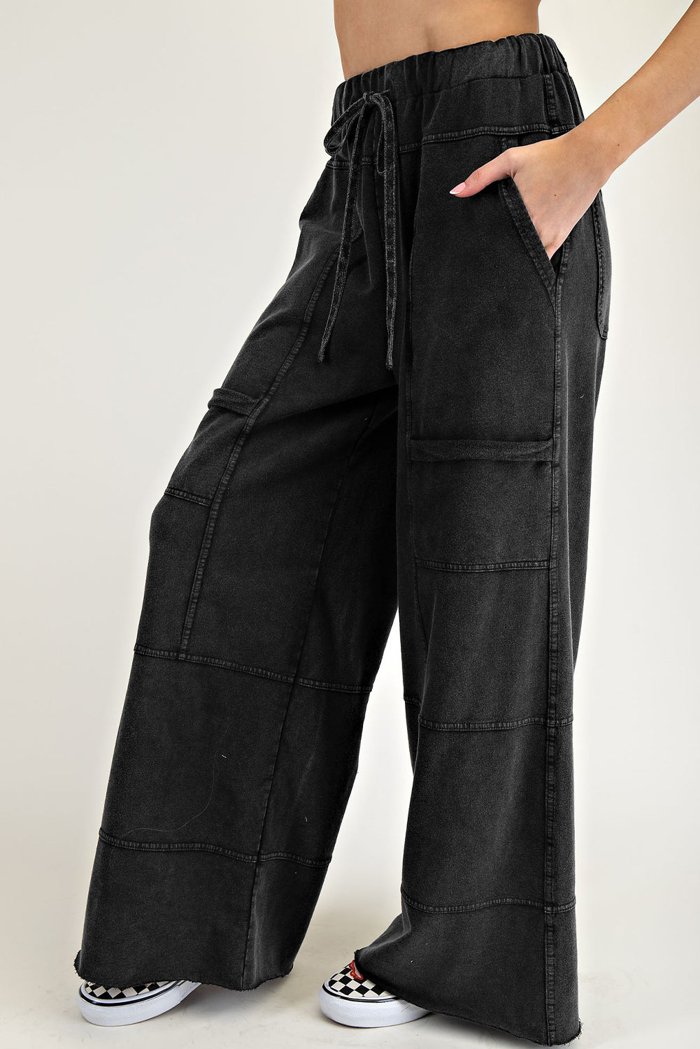 Mineral Wash Wide Leg Cargo Pants