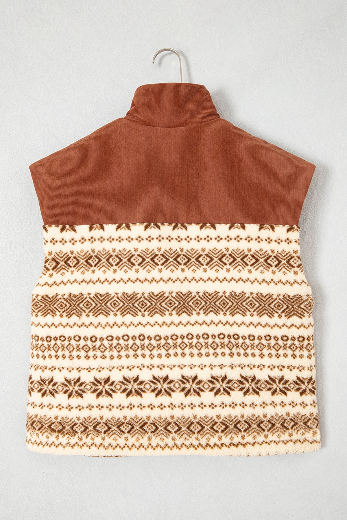 Brown Western Print Fleece Vest